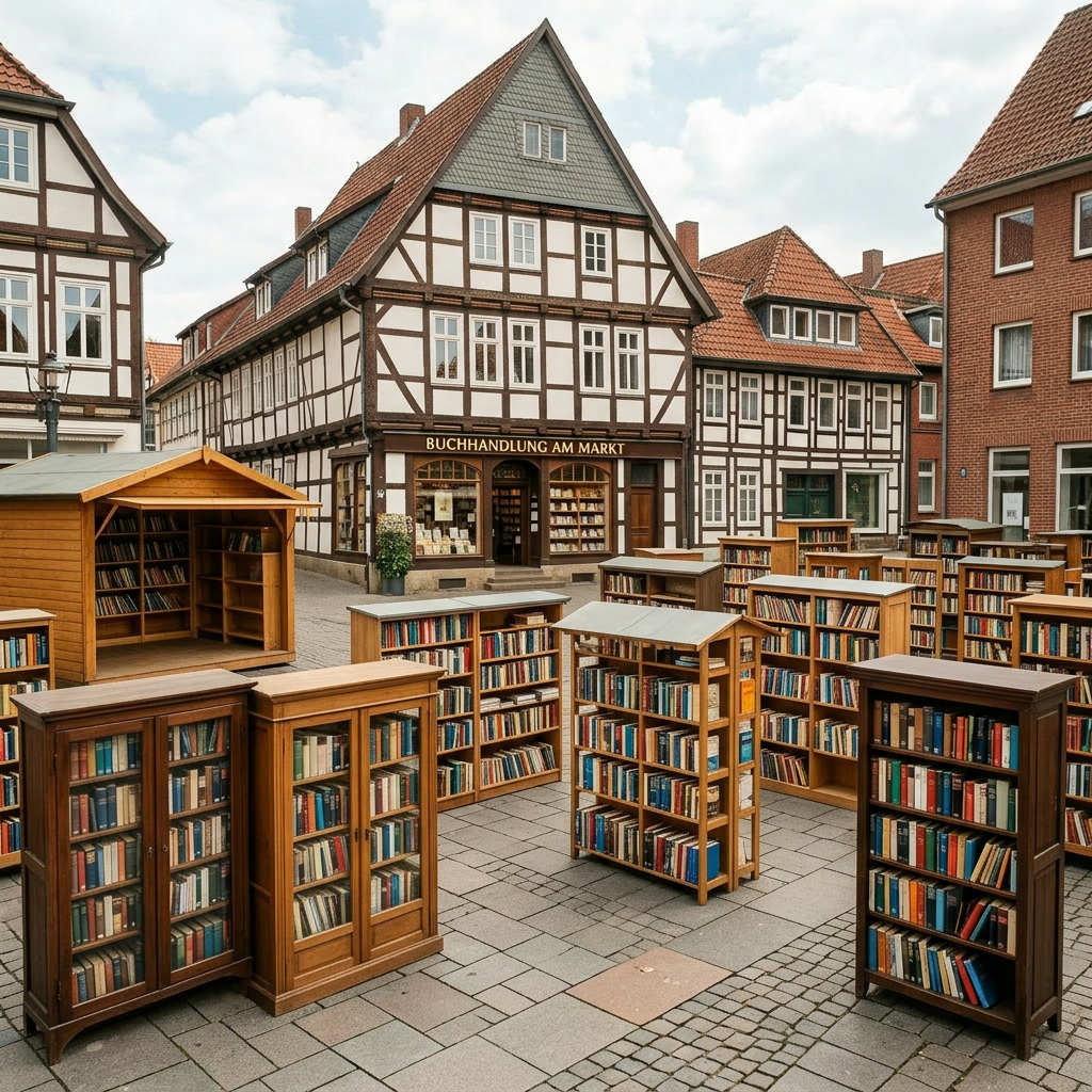 Outdoor book festival crowd with book exchange and reading area